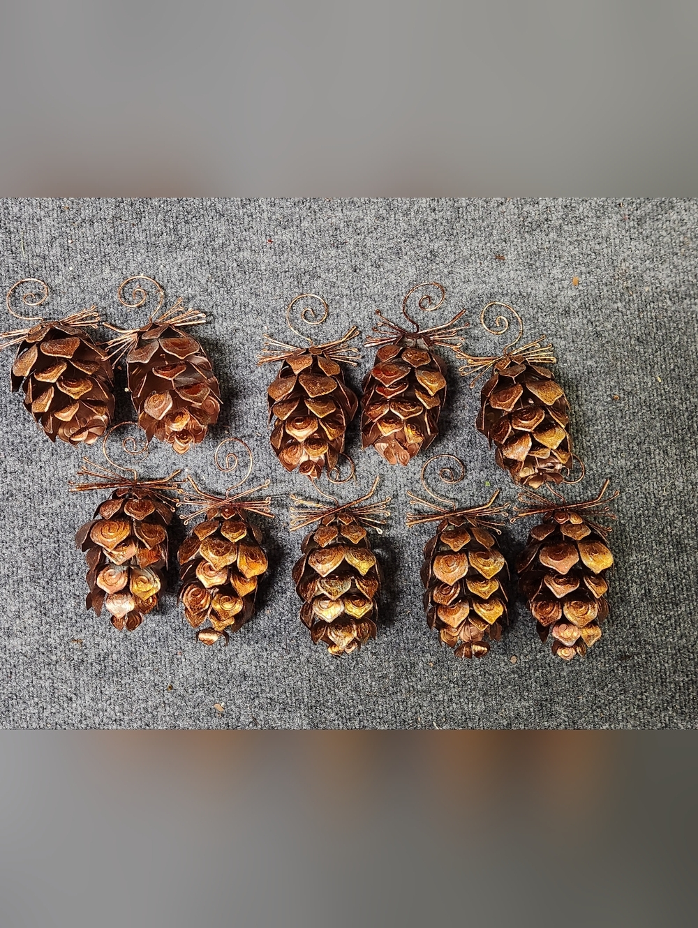 Set of 10 Metal Decorative Pinecone Christmas Ornaments - Brown & Gold Pier 1